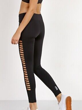 Maaji Camera Roll Black Strappy Side Cutout Leggings S